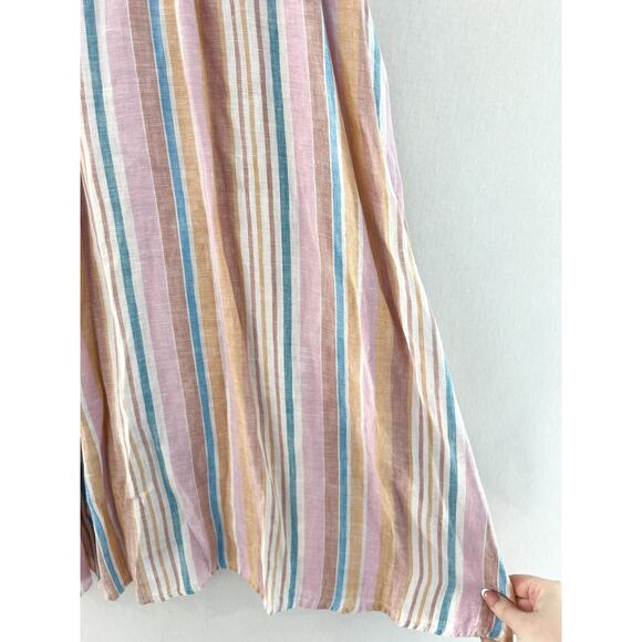C&C California Linen Halter Neck Mini Shift Dress Medium Pastel Stripe Beach - Picture 5 of 8